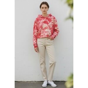 Spiritual Gangster Tie Dye‎ Hoodie Sweatshirt Pink White Cotton  Cropped Large